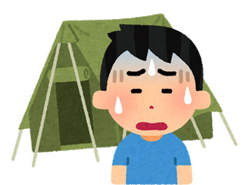 イラスト／設営が難しいキャンプテントのイメージ