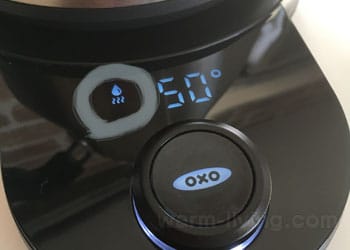 oxoカフェケトル電源台に表示される動作アイコン「カウントアップタイマー」